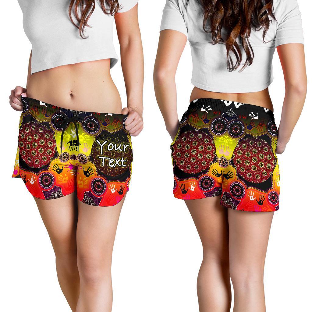 [Custom] Aboriginal Women's Shorts, Indigenous Circle Dot Painting Hand Art - Vibe Hoodie