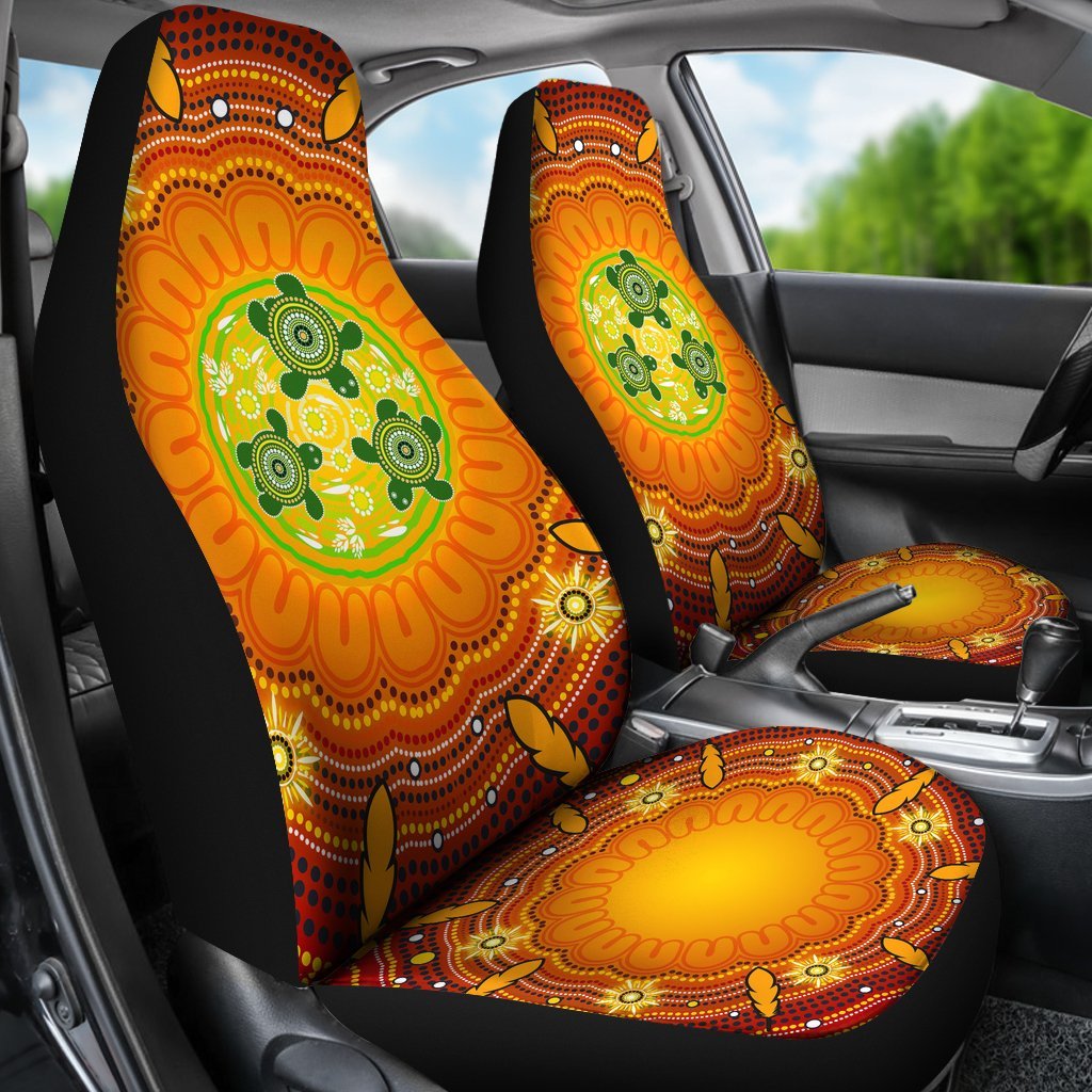 aboriginal-car-seat-covers-turtle-circle-dot-painting-art