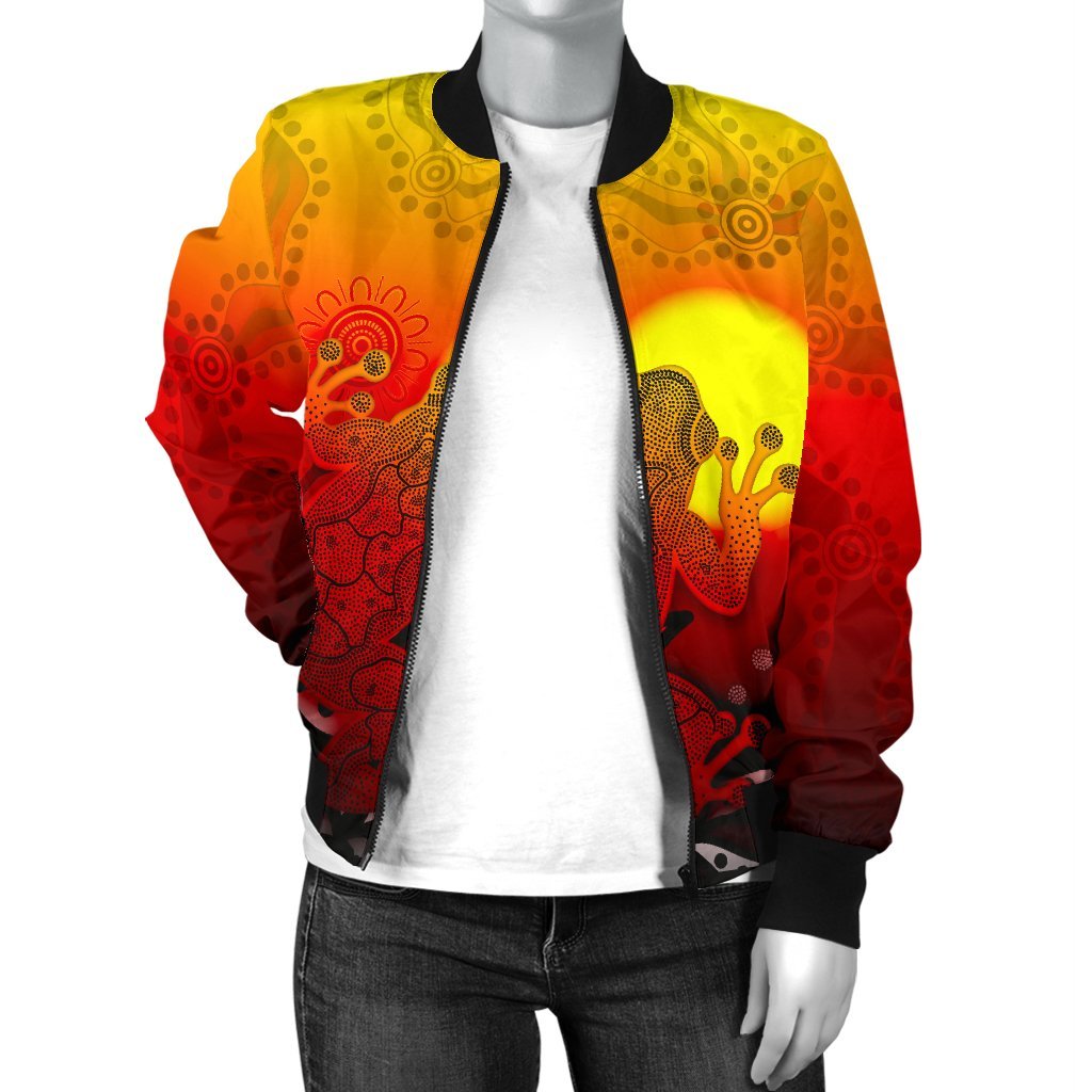 aboriginal-womens-bomber-jacket-indigenous-frog-red