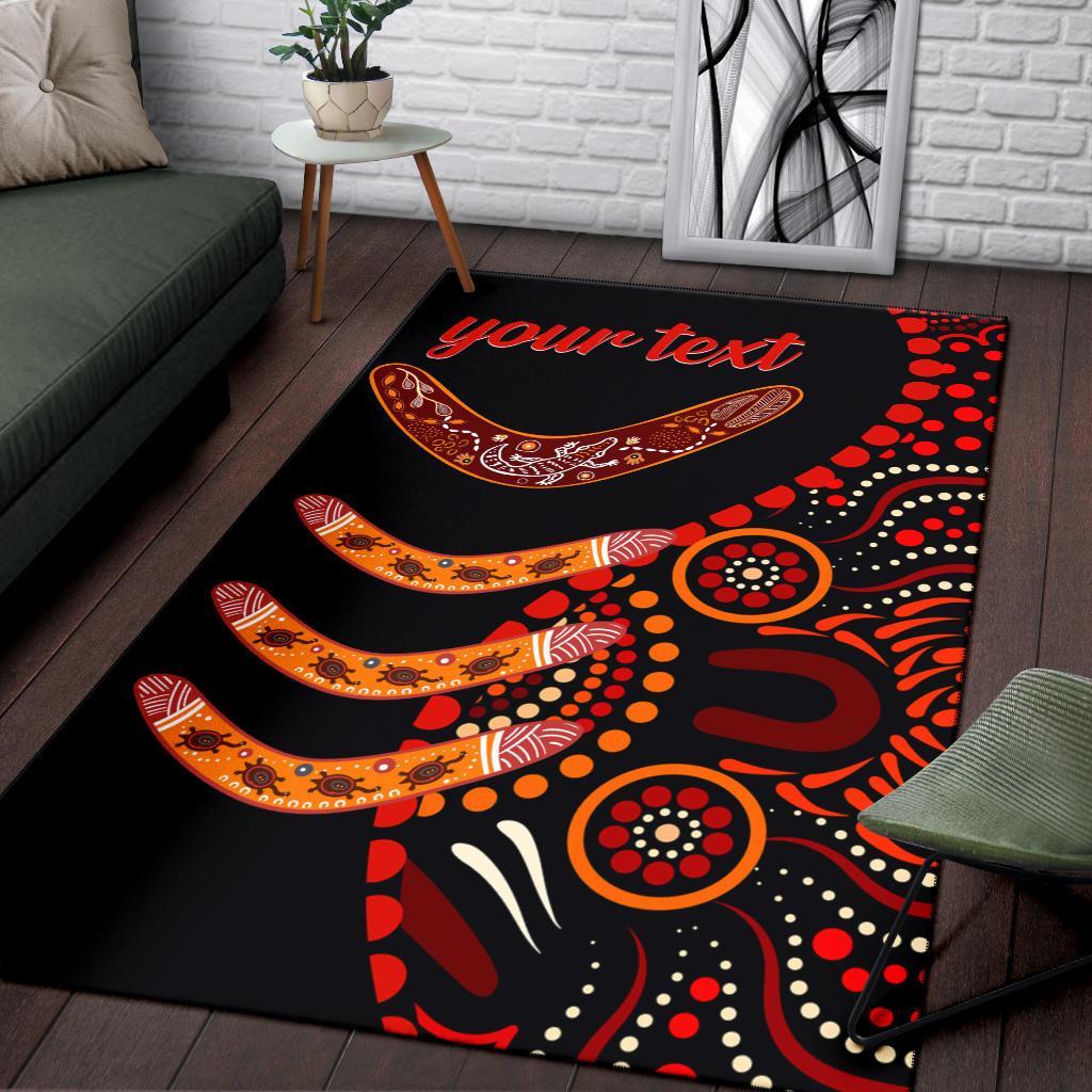 aboriginal-personalised-area-rug-aboriginal-boomerangs-with-dot-painting-pattern