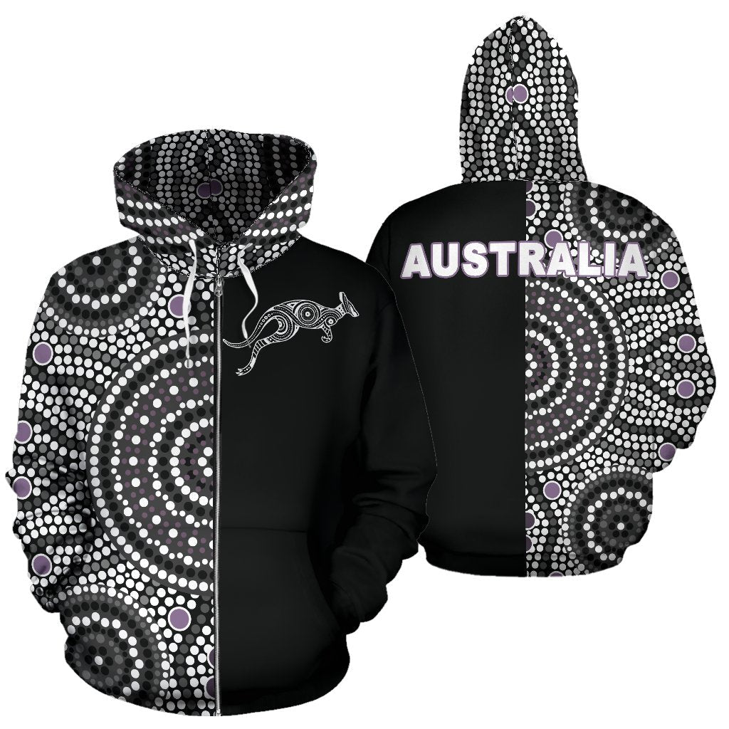 aboriginal-zip-up-hoodie-kangaroo-patterns-circle-dot-painting-ver01