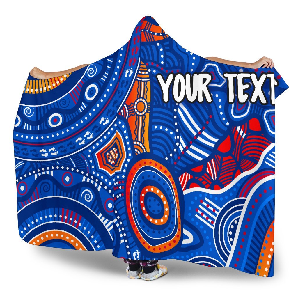 custom-text-aboriginal-hooded-blanket-indigenous-footprint-patterns-blue-color