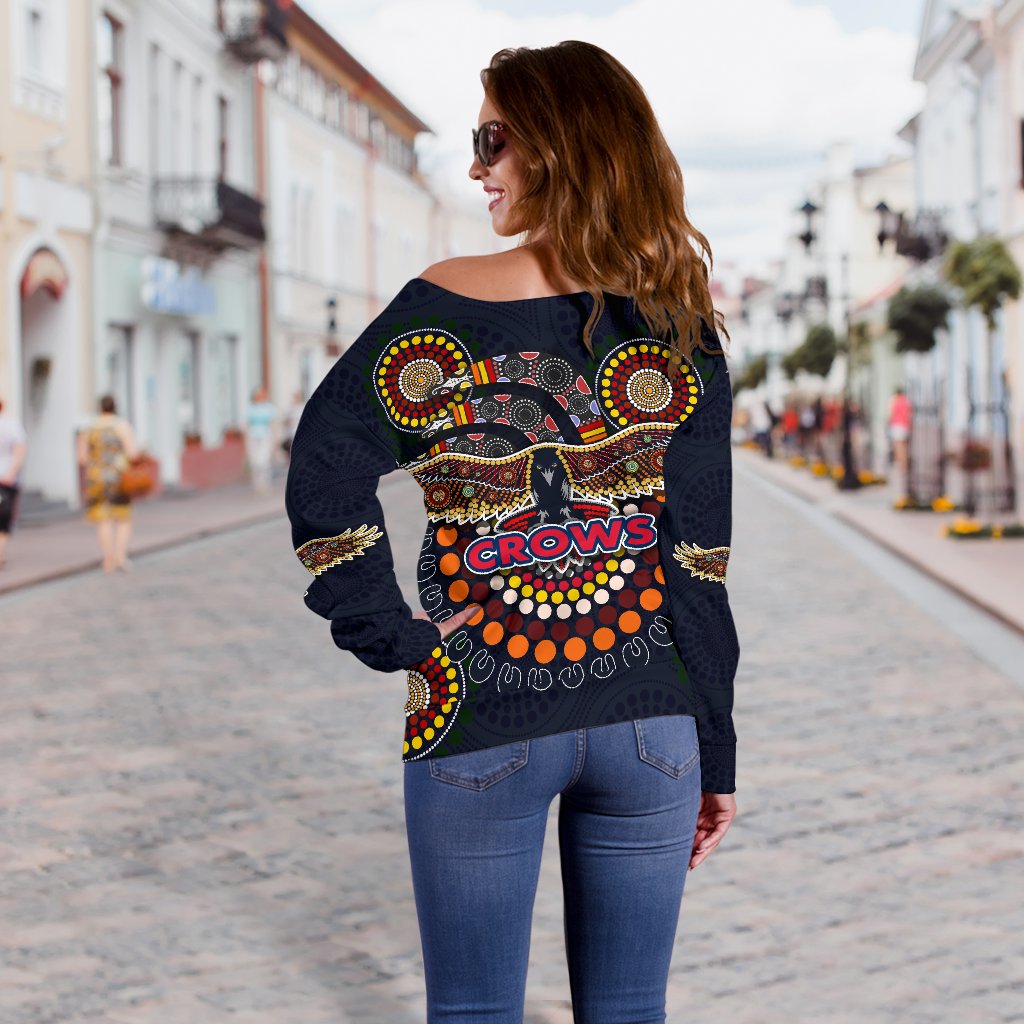Adelaide Women Off Shoulder Sweater Indigenous Crows - Vibe Hoodie