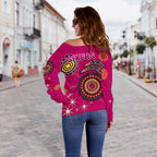 Sydney Women's Off Shoulder Sweater Sixers Indigenous - Magenta - Vibe Hoodie