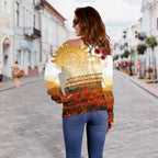 Anzac Day 2021 Women's Off Shoulder Sweater - We Will Remember Them - Vibe Hoodie