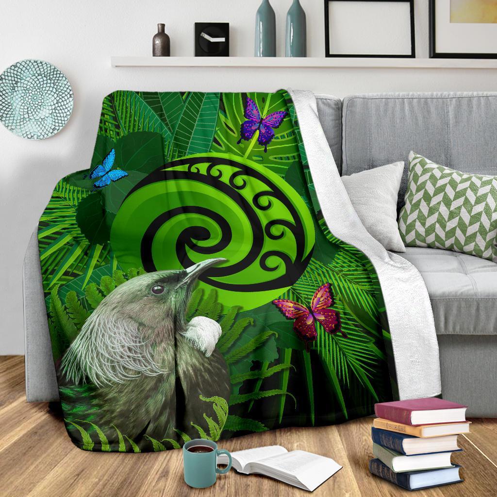 new-zealand-premium-blanket-koru-fern-mix-tui-bird-tropical-floral