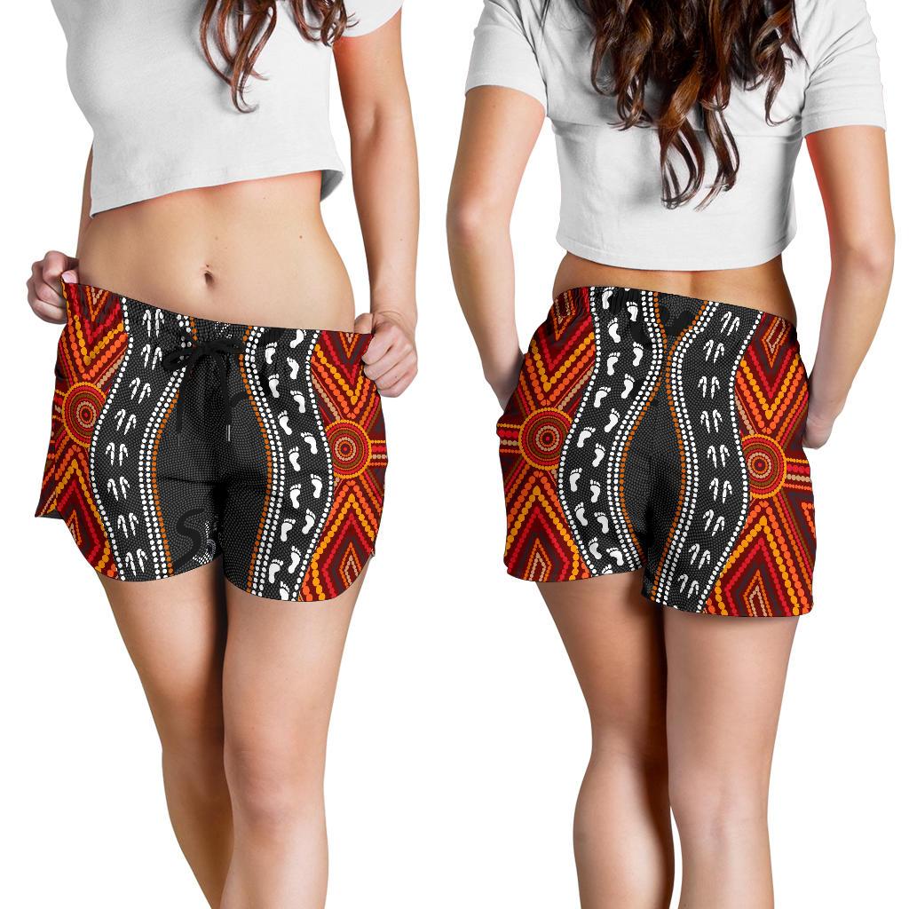 Aboriginal Women's Shorts - Australia Indigenous Map - Vibe Hoodie