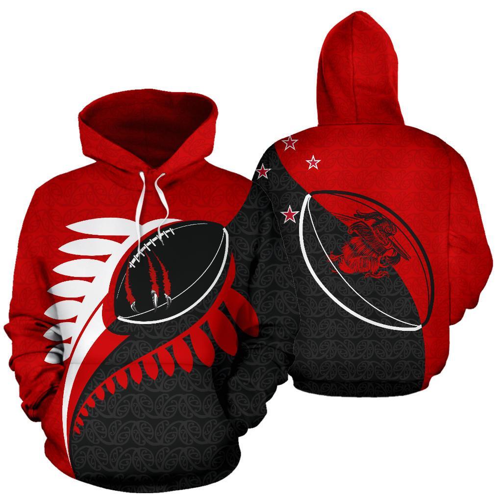 claws-on-rugby-ball-hoodie-red
