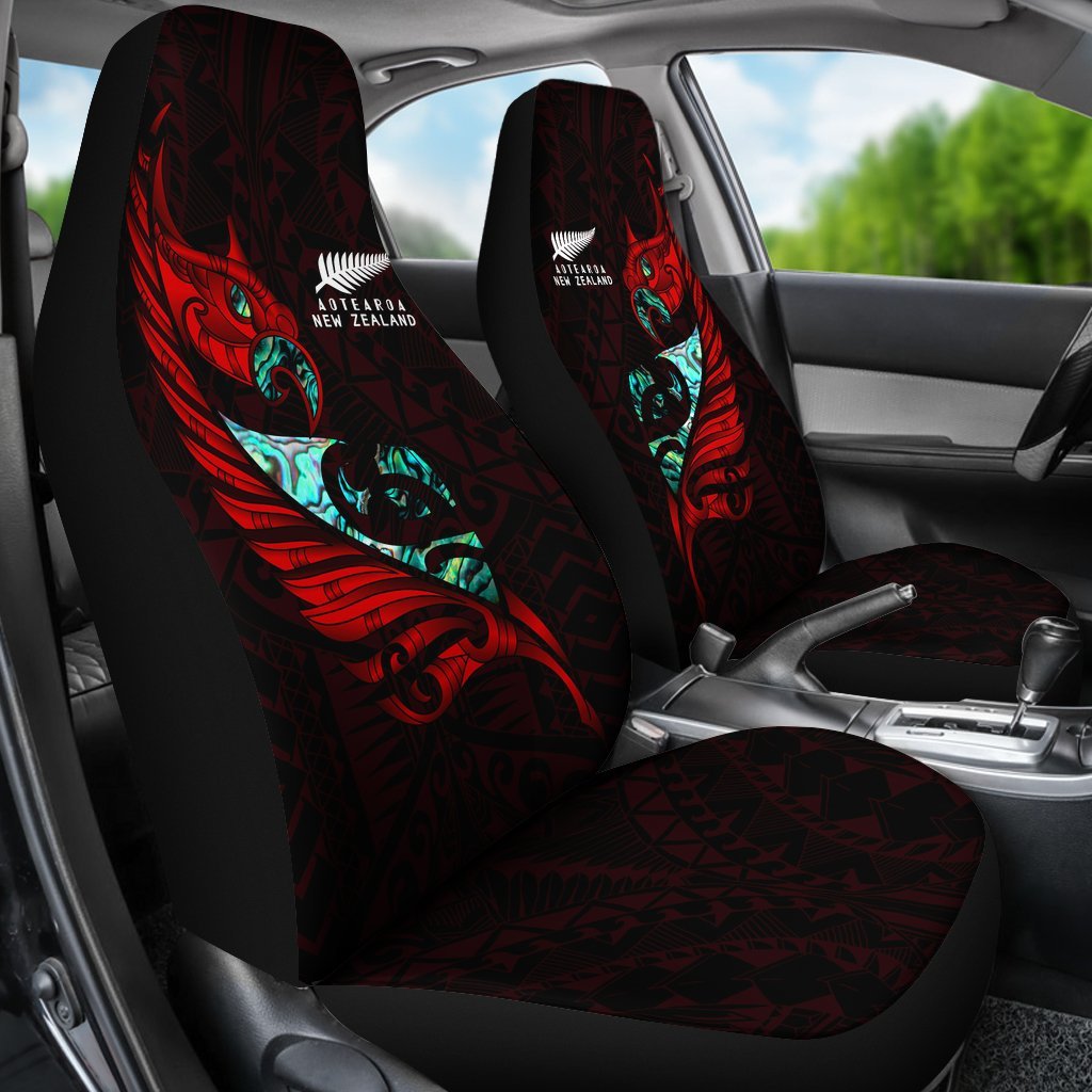 new-zealand-car-seat-cover-manaia-paua-fern-wing-red