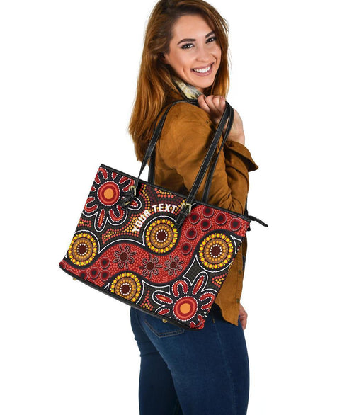 custom-aboriginal-leather-tote-bag-indigenous-circle-dot-painting-style-1