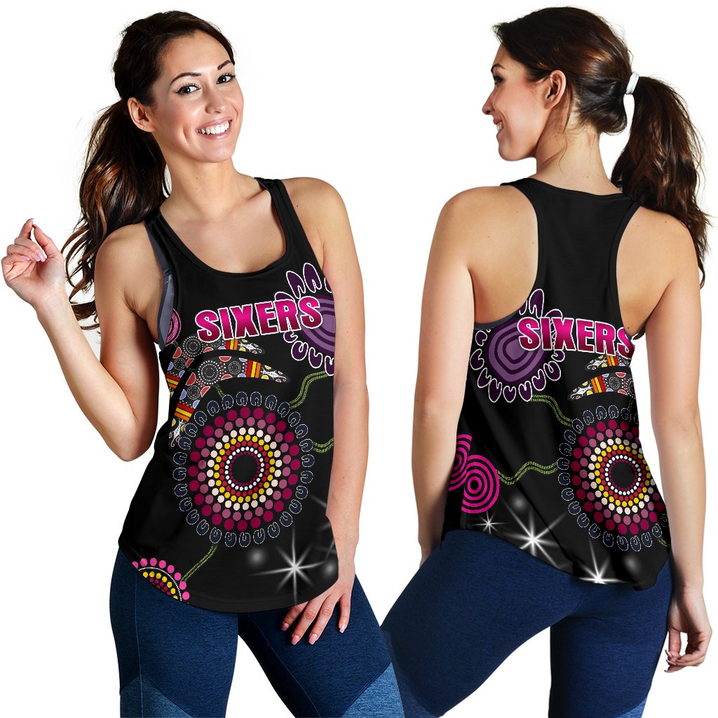 Sydney Women's Racerback Tank Sixers Indigenous - Black - Vibe Hoodie