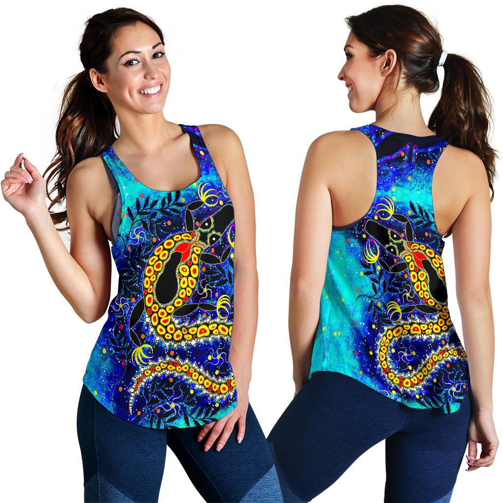 Aboriginal Women's Racerback Tank - Indigenous Crocodile - Vibe Hoodie
