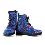 aboriginal-leather-boots-indigenous-footprint-patterns-blue-color