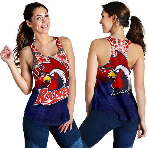 Roosters Women's Racerback Tank Anzac Day Aboriginal - Vibe Hoodie