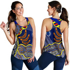 Aboriginal Women's Racerback Tank, Australian Boomerang Dot Painting Art - Vibe Hoodie