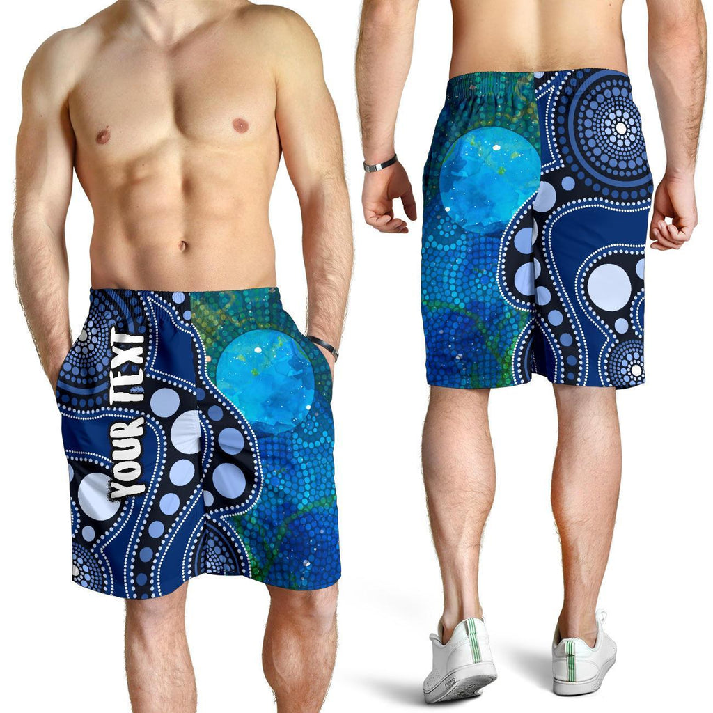 custom-text-aboriginal-mens-shorts-australia-indigenous-flag-circle-dot-painting-art-blue