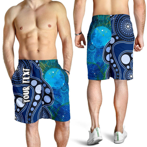 custom-text-aboriginal-mens-shorts-australia-indigenous-flag-circle-dot-painting-art-blue