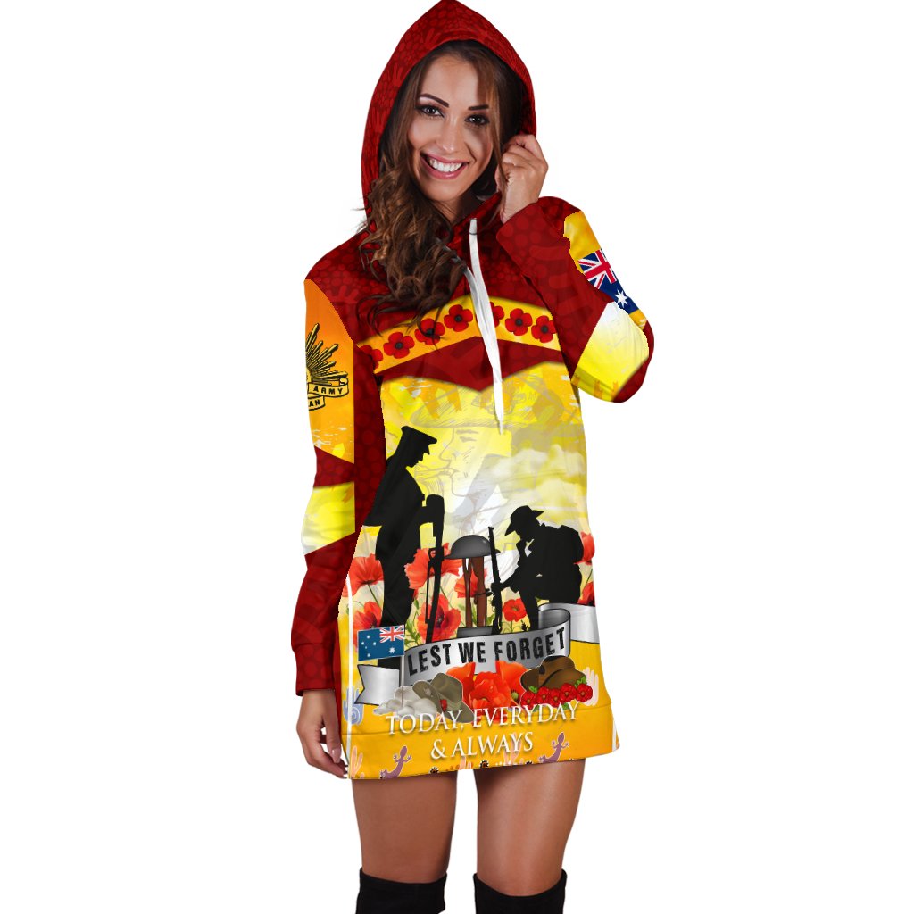 anzac-womens-hoodie-dress-lest-we-forget-aboriginal-version