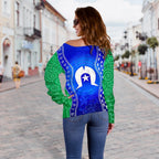 [Custom] Torres Strait Islanders Women's Off Shoulder Sweater - Torres Symbol With Aboriginal Patterns - Vibe Hoodie