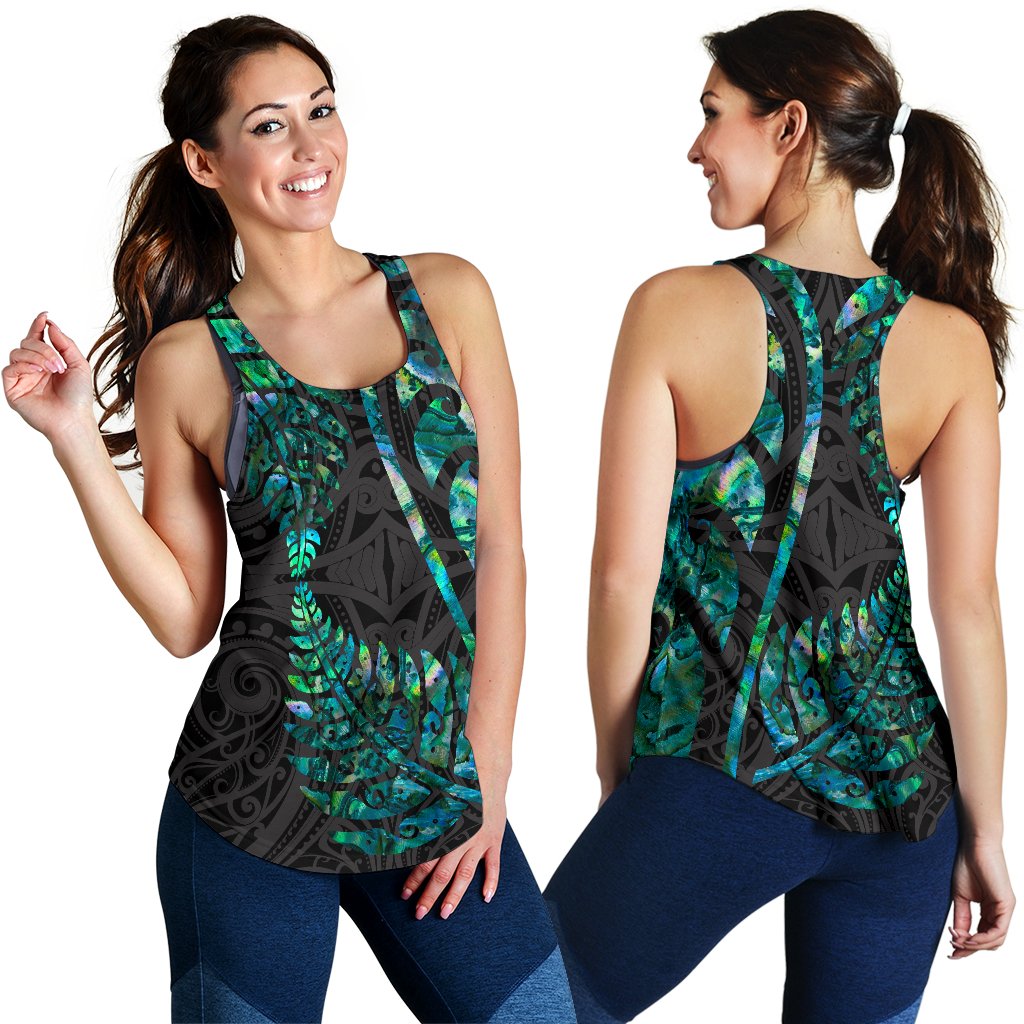 Aotearoa Maori Women Racerback Tank Silver Fern Koru Vibes - Vibe Hoodie