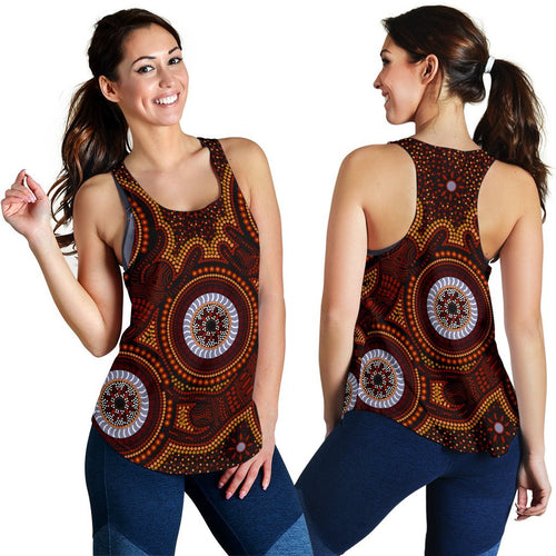 Aboriginal Women's Racerback Tank - Aboriginal Human Dot Painting Art - Vibe Hoodie