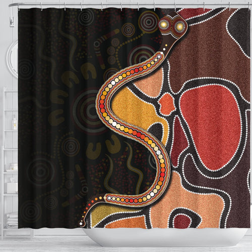 shower-curtain-aboriginal-snake-with-dot-painting