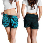 New Zealand All Over Print Women's Shorts , Maori Polynesian Tattoo Blue - Vibe Hoodie