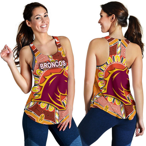 Brisbane Women Racerback Tank Broncos Indigenous Warm Vibes - Vibe Hoodie