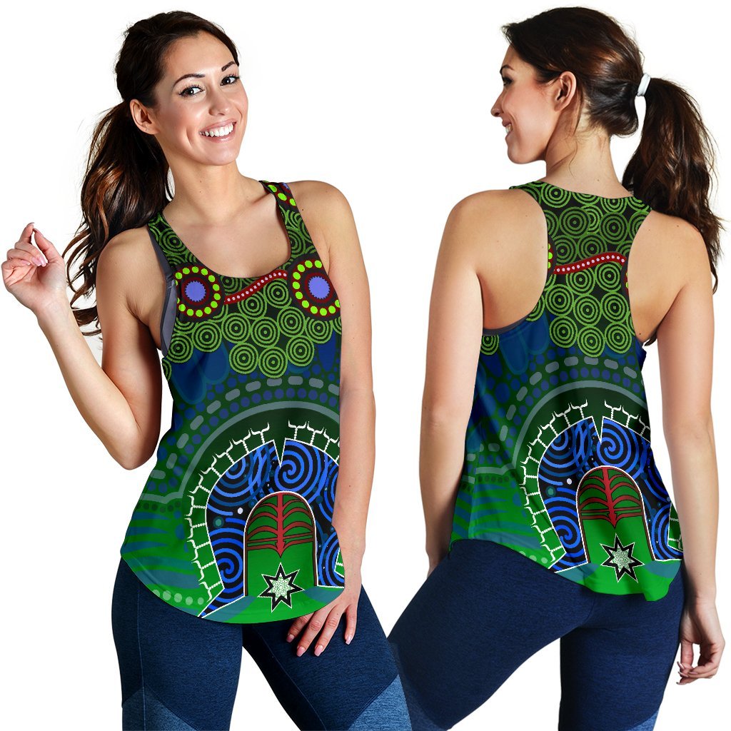 Torres Strait Women's Racerack Tank - Dhari And Dot Patterns - Vibe Hoodie