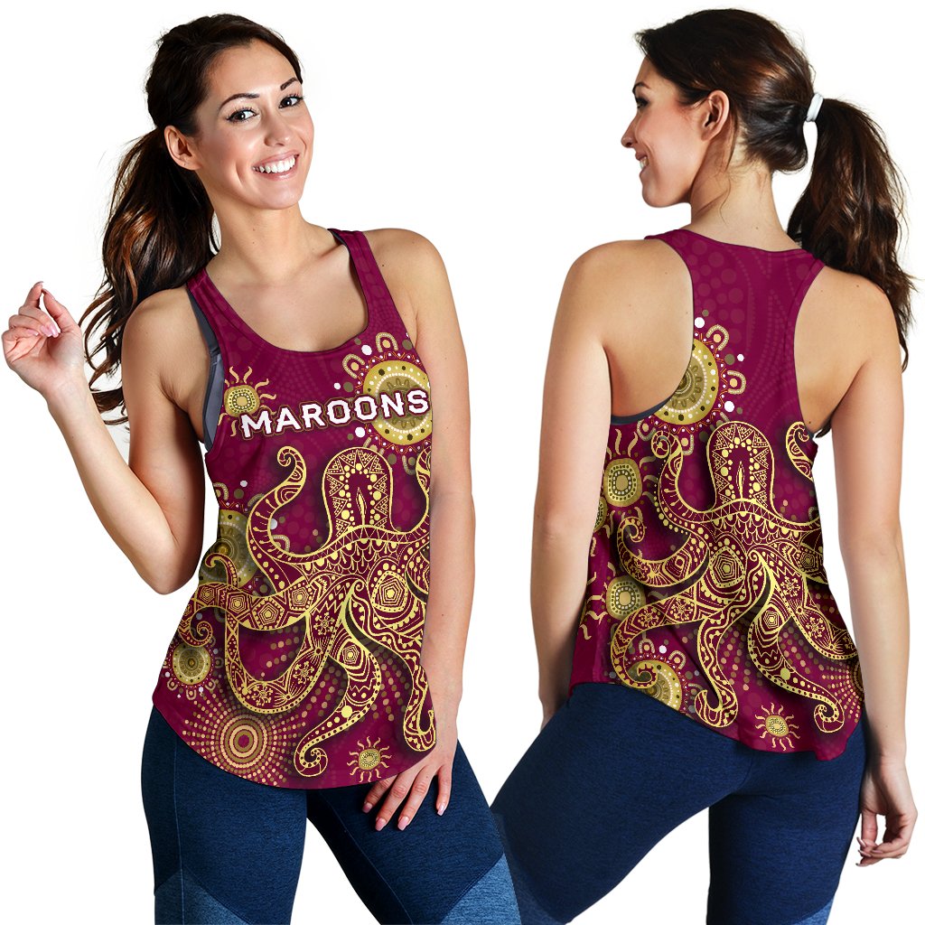 Queensland Women Racerback Tank Maroons Indigenous - Vibe Hoodie