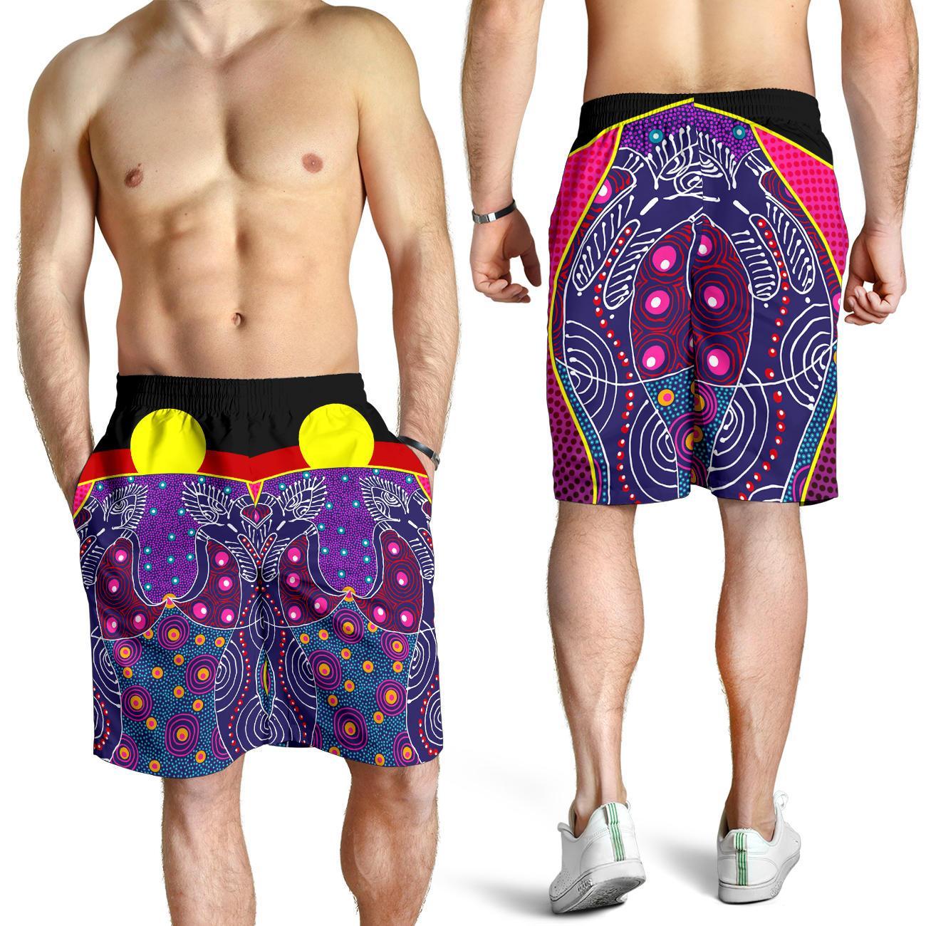 mens-short-aboriginal-sublimation-dot-pattern-style-violet