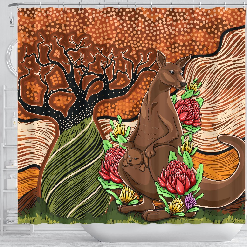 aboriginal-shower-curtain-kangaroo-with-indigenous-tree