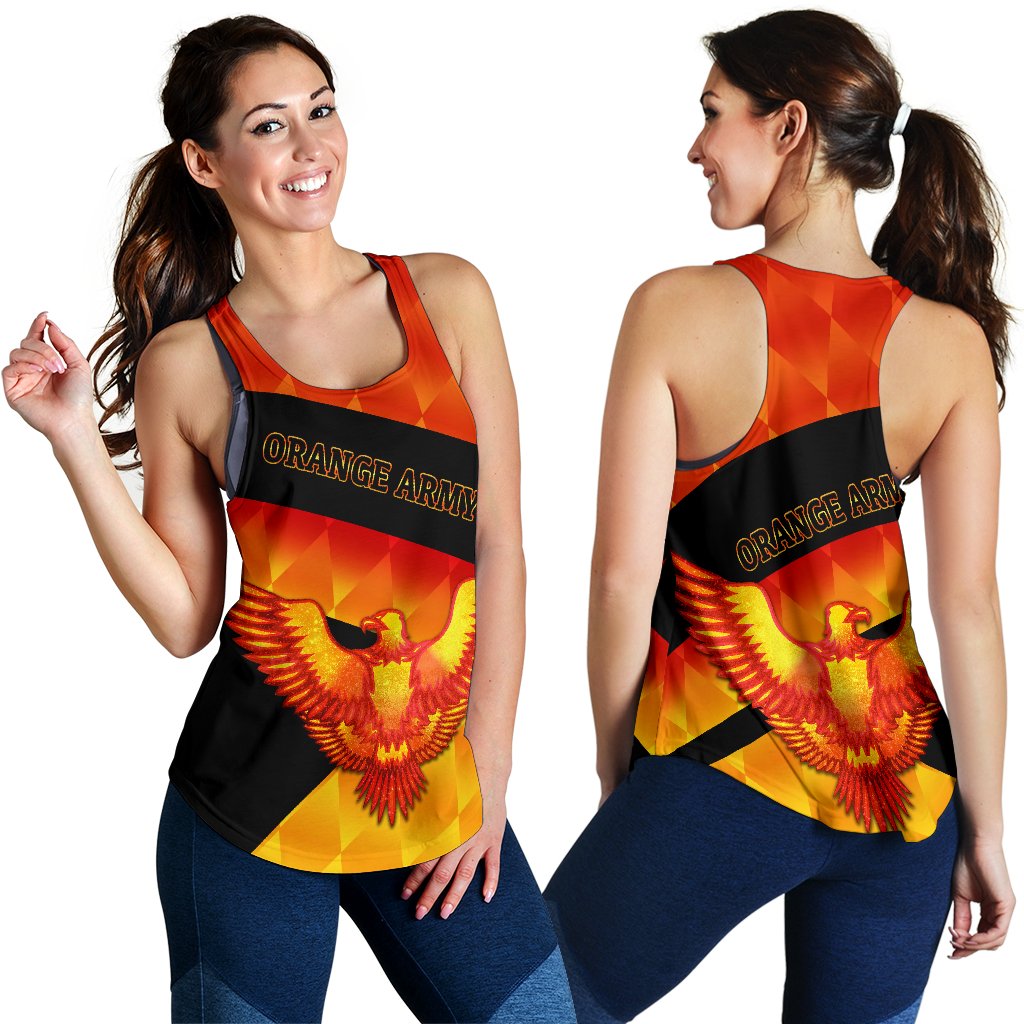 Orange Army Women's Racerback Tank Cricket Sporty Style - Vibe Hoodie