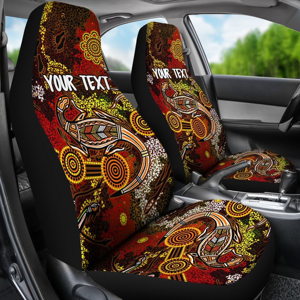 custom-aboriginal-car-seat-covers-kangaroo-and-lizard-dot-painting-art