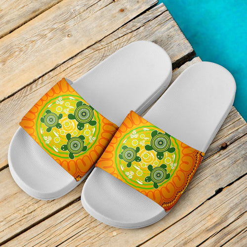aboriginal-slide-sandals-turtle-circle-dot-painting-art-1