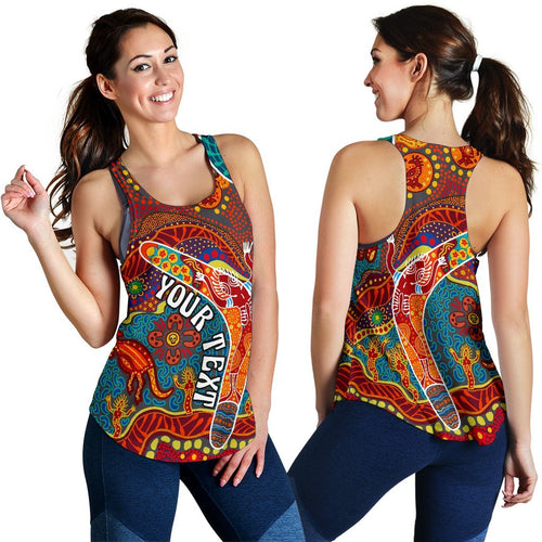 Aboriginal Personalised Women's Racerback Tank - Indigenous Boomerang - Vibe Hoodie