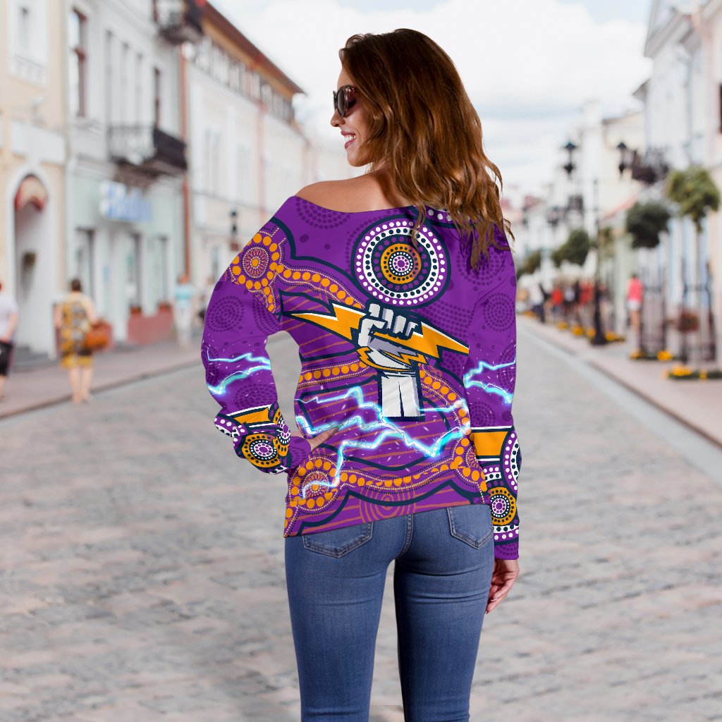 Storm Women Off Shoulder Sweater Melbourne Indigenous Thunder - Vibe Hoodie