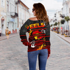Naidoc Parramatta Eels Women's Off Shoulder Sweater Aboriginal Patterns Style Black - Vibe Hoodie