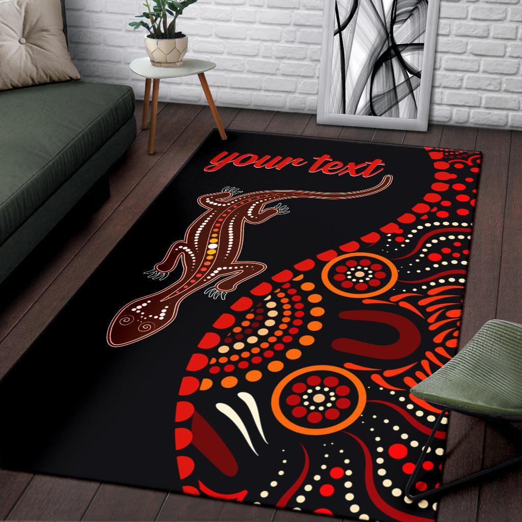 aboriginal-personalised-area-rug-aboriginal-lizard-with-dot-painting-pattern