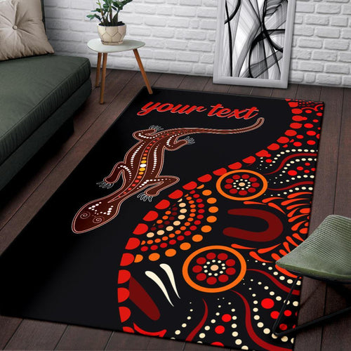 aboriginal-personalised-area-rug-aboriginal-lizard-with-dot-painting-pattern
