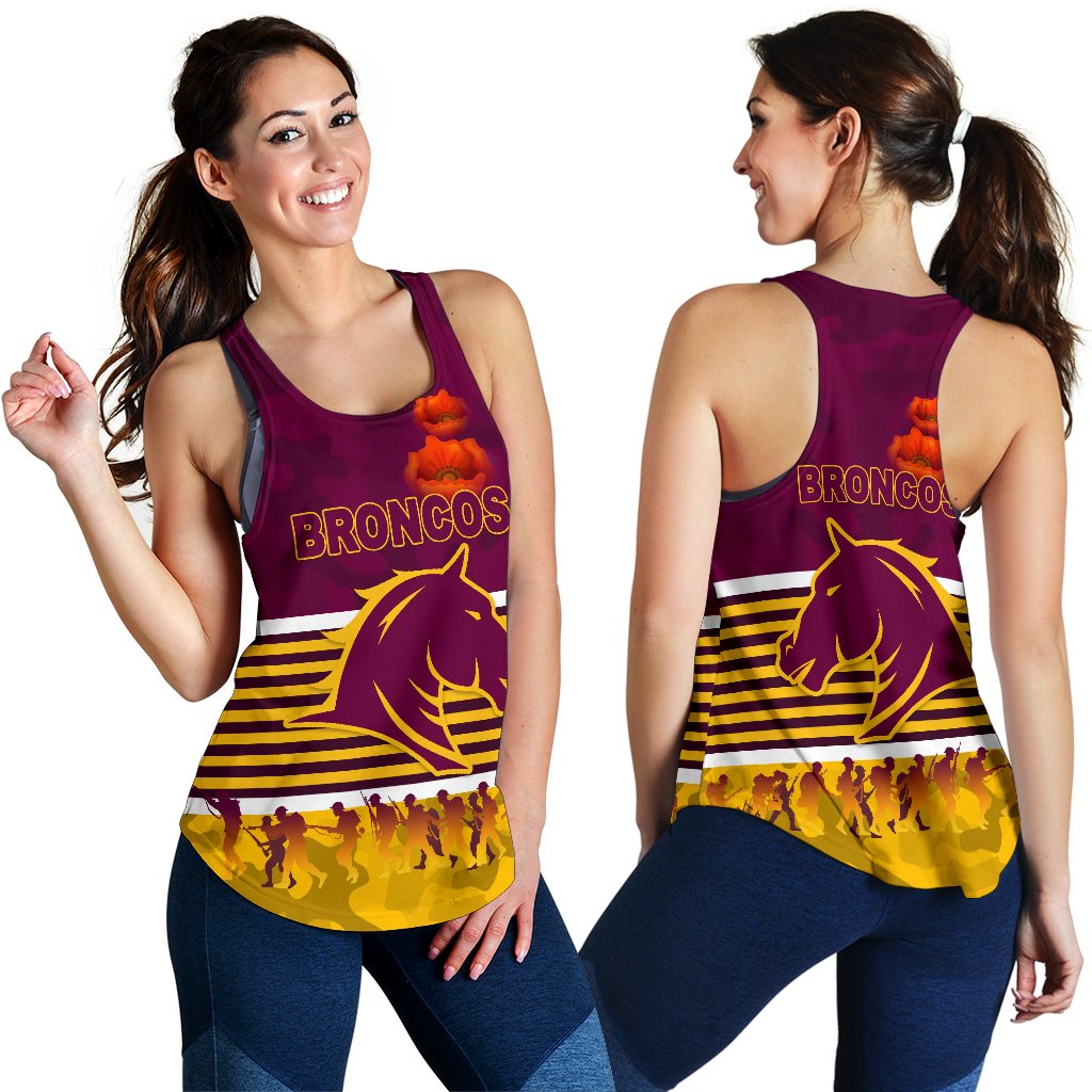 Brisbane Broncos Women's Racerback Tank Anzac Day Simple Style - Maroon - Vibe Hoodie