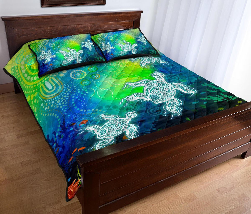 aboriginal-quilt-bed-set-indigenous-turtle-ocean-dot-painting-art
