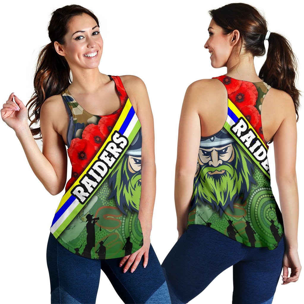 Raiders Women's Racerback Tank Canberra Anzac Day - Vibe Hoodie