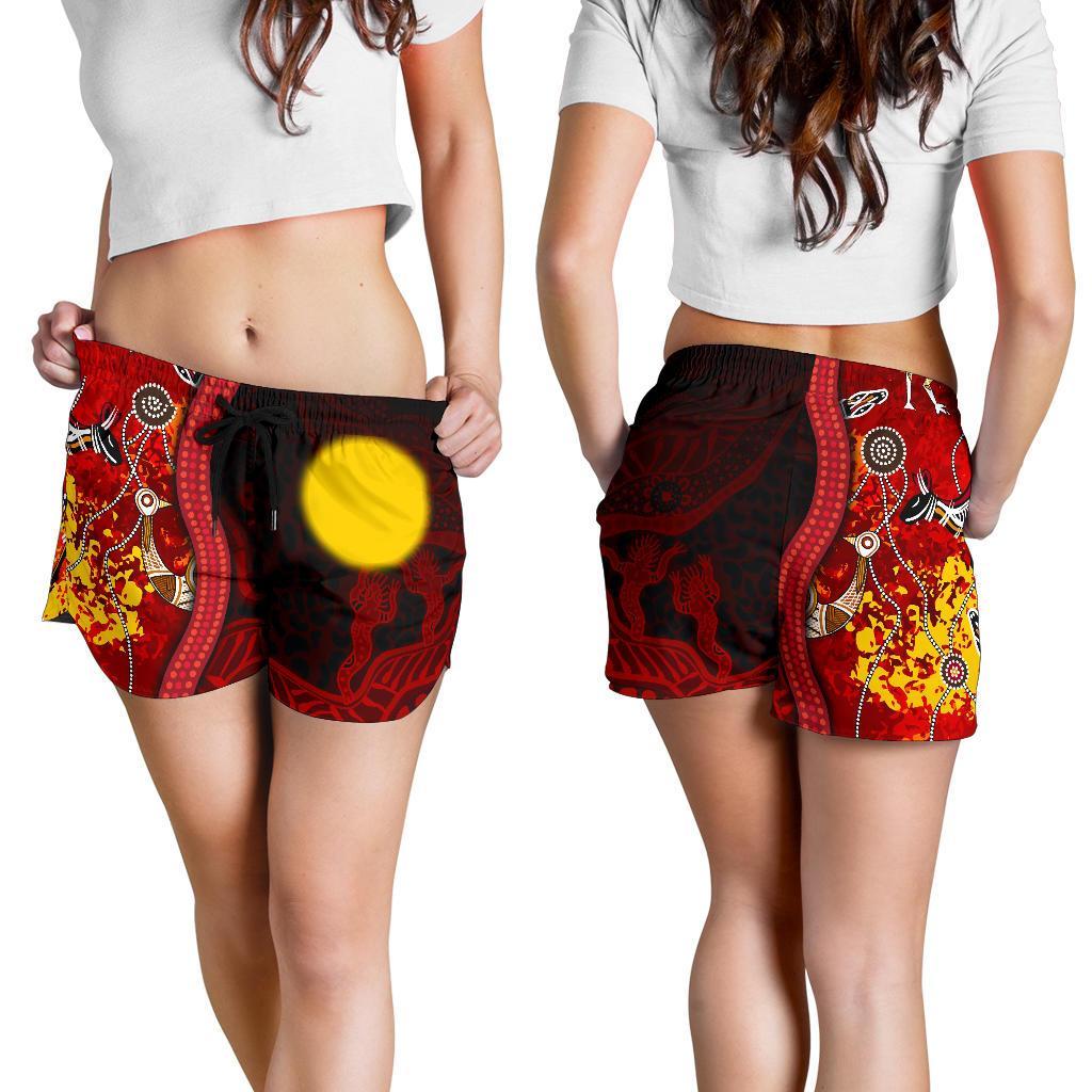 Aboriginal Women's Shorts - Red Indigenous Flag - Vibe Hoodie