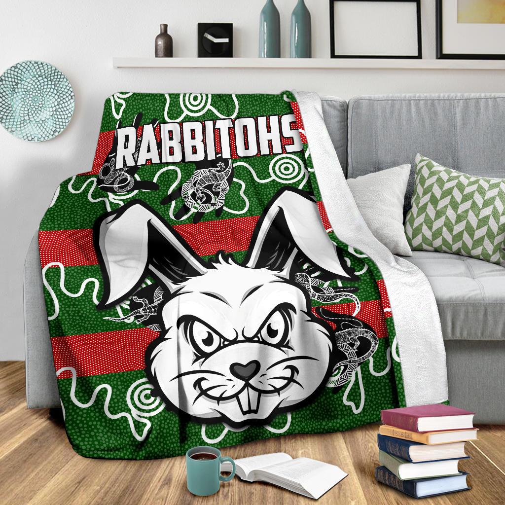 rabbitohs-indigenous-premium-blanket-rabbit-head