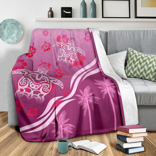 pink-turtle-hibiscus-premium-blanket