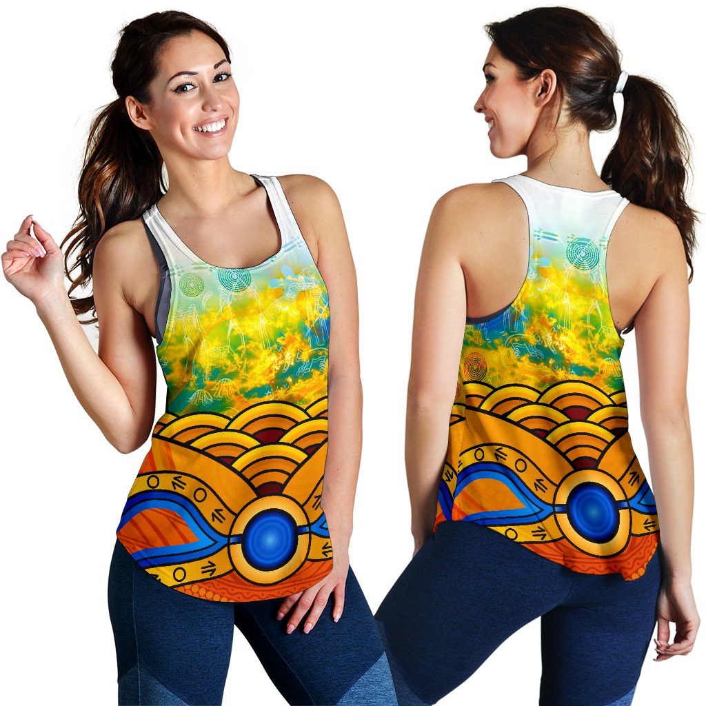 Aboriginal Women's Racerback Tank, Australia Kangaroo Sky - Vibe Hoodie