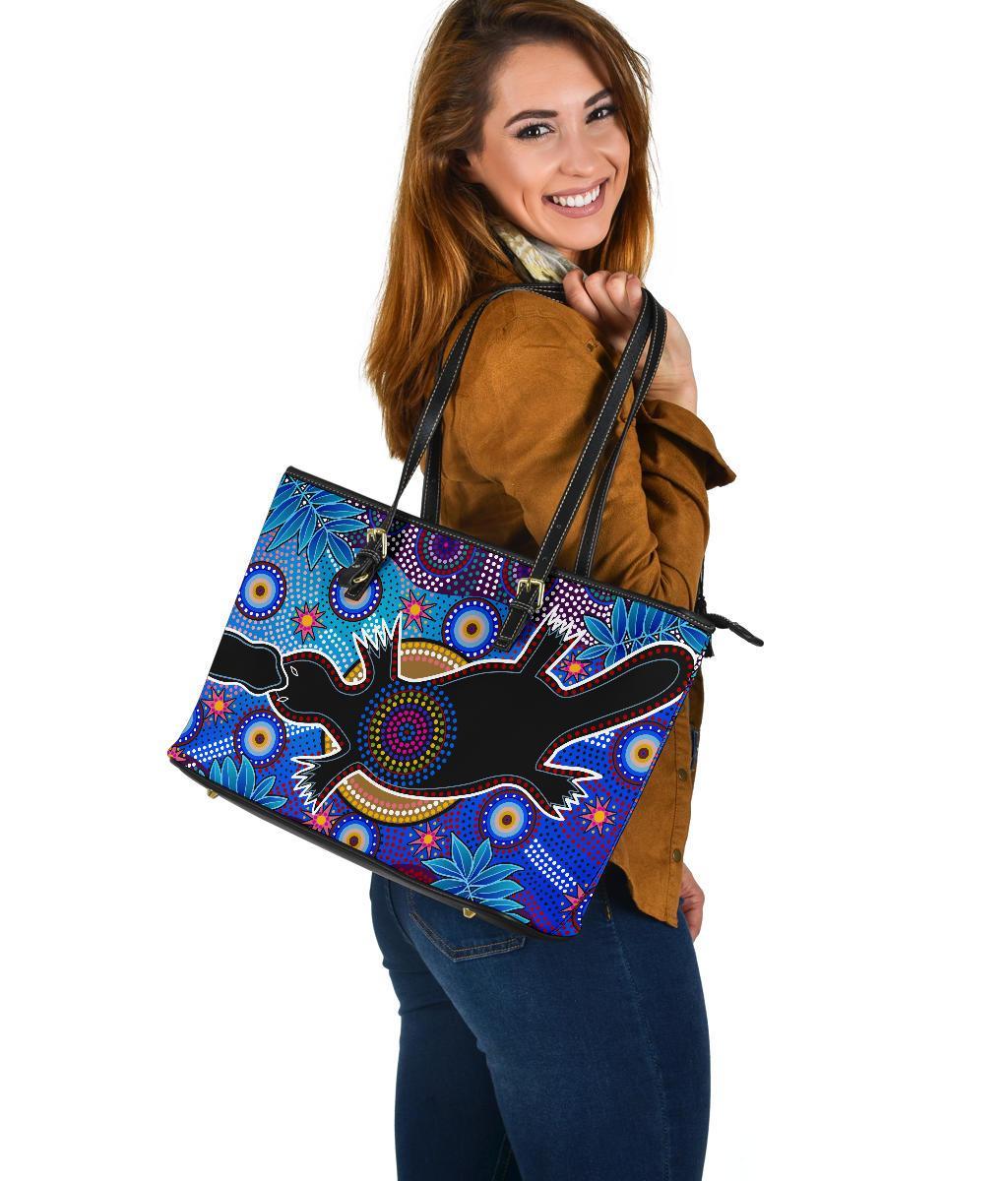 aboriginal-leather-tote-bag-indigenous-platypus
