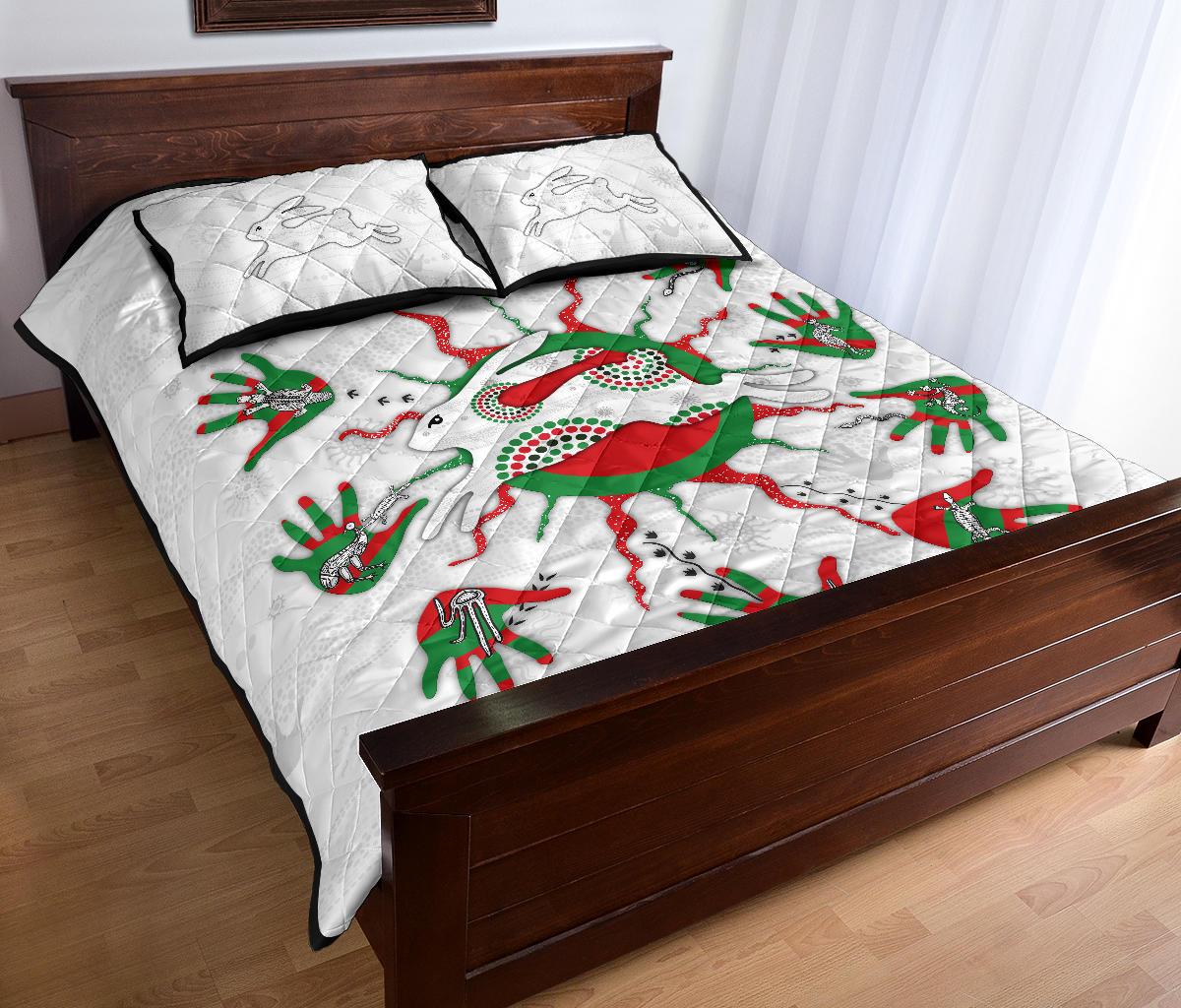 rabbitohs-indigenous-quilt-bed-set-animals-aboriginal