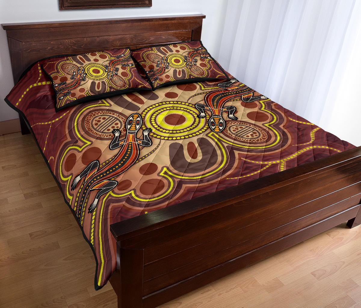 aboriginal-quilt-bed-set-indigenous-lizard-dot-painting-art